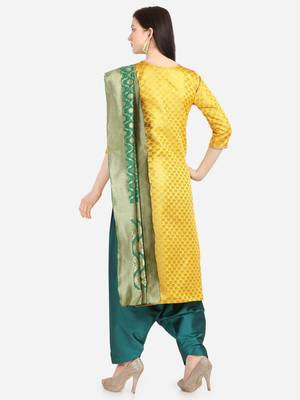 Yellow & Green Color Unstitched Dress Material 2