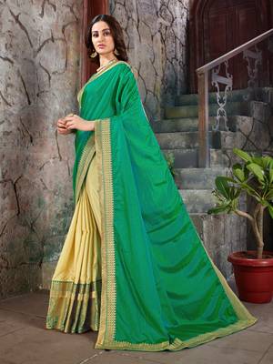 Green Embroidered Art Silk saree with blouse 2