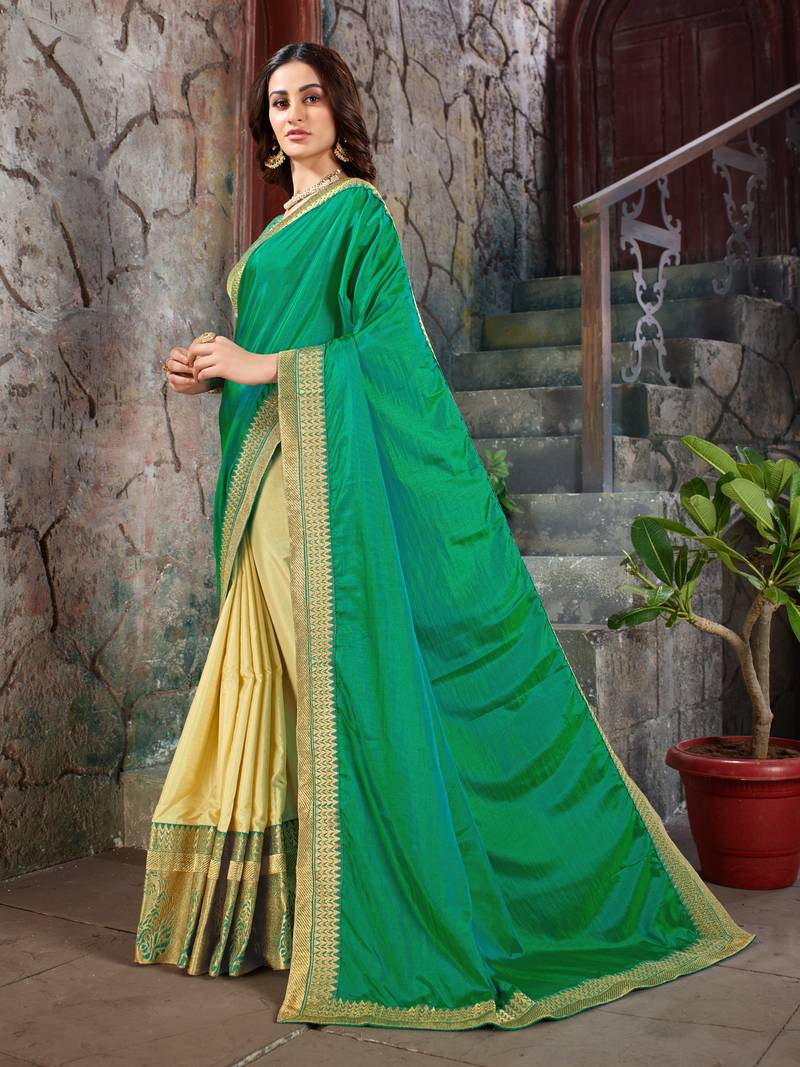 Green Embroidered Art Silk saree with blouse