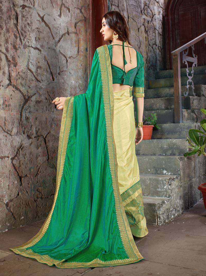 Green Embroidered Art Silk saree with blouse