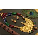 Beautiful Multi Color Agates Lakshmi Designer Pendant Necklace Set