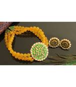 Beautiful Gold Tone Yellow Agate Green Designer Choker Set