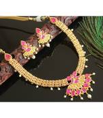 Splendid Goldplated Semi Precious Cz Ruby Necklace Set