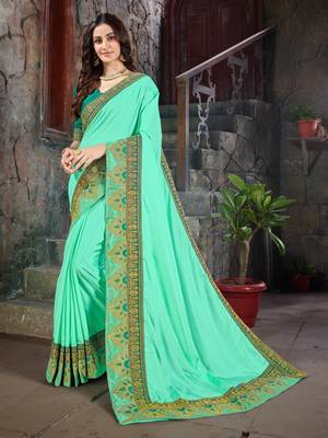 green Embroidered Art Silk saree with blouse 1