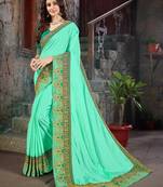 green Embroidered Art Silk saree with blouse