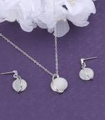 Stylish Delicate Silver Plated Pendant Set For Women Girl