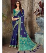 Blue Embroidered Art Silk saree with blouse