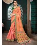 Orange Embroidered Bhagalpuri Silk saree with blouse