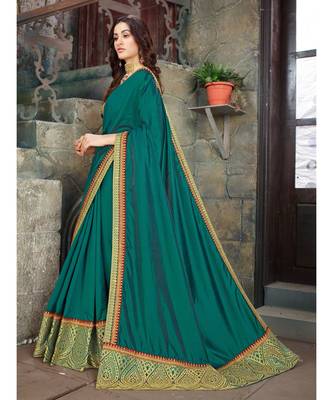 Green Embroidered Art Silk saree with blouse 2