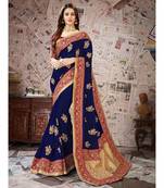 blue Embroidered Art Silk saree with blouse