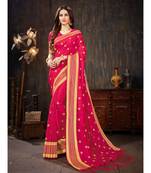Pink Embroidered Art Silk saree with blouse