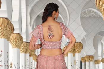 Peach Embroidered Organza Readymade Lehenga Cholis 6