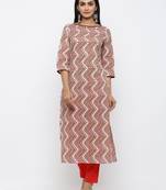 Women's White Cotton Printed & Embroidery Straight Kurta Pant Set