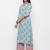 Women's Blue Cotton Printed Straight Kurta Palazzo Set