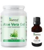 Kazima Aloe vera Gel Raw (1KG) and Castor Oil (15ml) Ideal for Hair Growth, Skin Treatment, Face