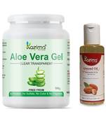 Kazima Aloe vera Gel Raw (500 Gram) and Almond Oil 100ml  Ideal for Skin Treatment, Face