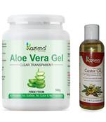 Kazima Aloe vera Gel Raw (500 Gram) and Castor Oil 100ml - Ideal for Hair Growth, Skin Treatment