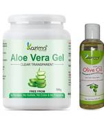 Kazima Aloe Vera Gel Raw (500 Gram) and Olive oil 100ml  - Ideal for Skin Treatment, Dark Circles, Face, Hair Treatment