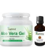 Kazima Aloe vera Gel Raw (250 Gram) and Almond Oil 15ml  Ideal for Skin Treatment, Face, Acne Scars