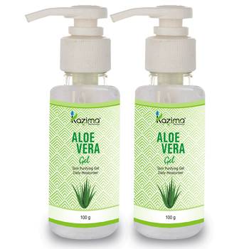 Kazima  Pure Natural Raw Aloe Vera Gel 100 Gram (Pack of 2) - Ideal for Skin Treatment, Face, Acne Scars, Hair Treatment 1