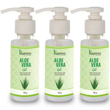 Kazima  Pure Natural Raw Aloe Vera Gel 100 Gram (Pack of 3) - Ideal for Skin Treatment, Face, Acne Scars, Hair Treatment 1