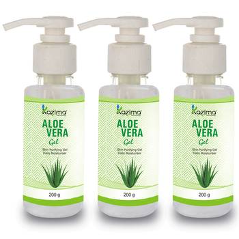 Kazima  Pure Natural Raw Aloe Vera Gel 200 Gram (Pack of 3) - Ideal for Skin Treatment, Face, Acne Scars, Hair Treatment 1