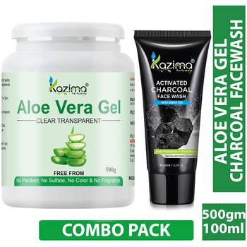 Kazima  Combo of Aloe Vera Gel 500g + Charcoal Facewash 100ml 1