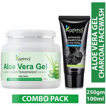 Kazima  Combo of Aloe Vera Gel 250g + Charcoal Facewash 100ml 1