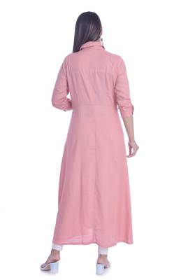 Pink Color Rayon Fabric Long Kurti 2