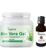 Kazima Aloe vera Gel Raw (250 Gram) and Castor Oil (15ml) - Ideal for Hair Growth, Skin Treatment