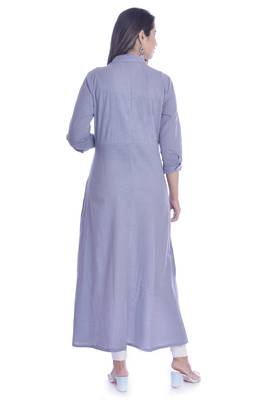 Grey Color Cotton Fabric Long Kurti 2