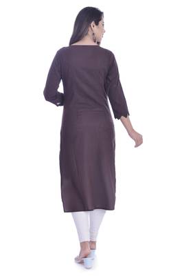 Brown Color Cotton Fabric Straigh Kurti 2