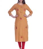 Copper Color Cotton Fabric Straight Kurti