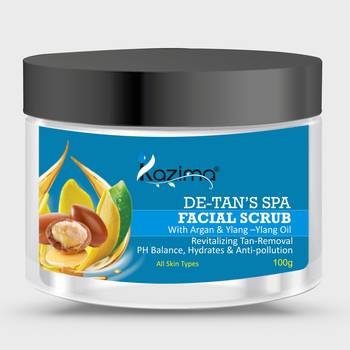 Kazima DE-Tan   s SPA Facial Scrub (100g) with Argan & Ylang Ylang Oil pH Balance, Hydrates & Anti-pollution 1