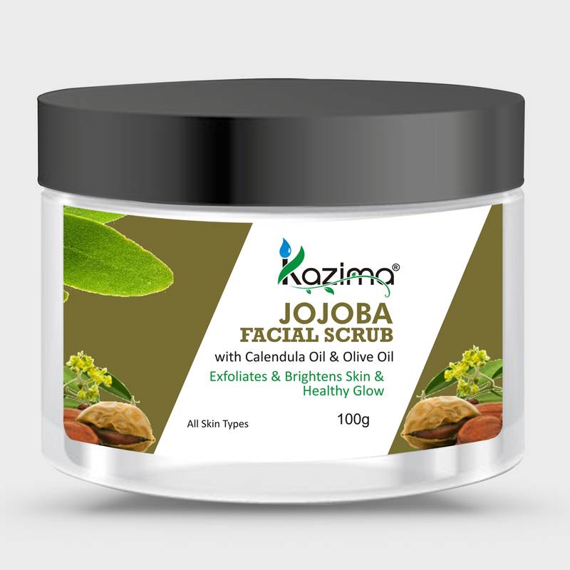 Kazima JOJOBA Facial Scrub (100g) For Exfoliates & Brightens Skin & Healthy Glow with Calendula Oil & Olive Oil