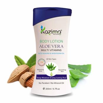 Kazima ALOE VERA Multi Vitamins BODY LOTION (200ML) with Almond & Wheatgerm Oil For Deep Moisturizing 1