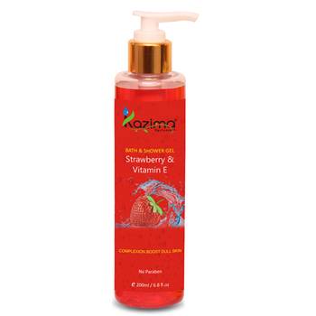 Kazima Strawberry & Vitamin E Bath Shower Gel & Luxury Body Wash (200ML) For Skin Renewal, Nourishing, Refreshing 1