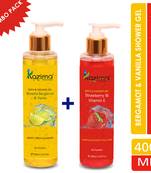 Kazima Breathe Bergamot & Vanilla Bath Gel + Strawberry & Vitamin E Luxury Body Wash & Shower Gel (2PCS of 200ml)