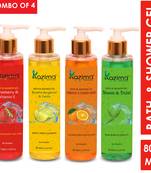 Kazima Breathe Bergamot & Vanilla Bath Gel + Strawberry & Vitamin E Shower Gel + Orange & Lemon Mint Shower Gel