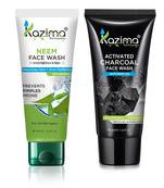 Kazima Combo Neem Face Wash & Activated CHARCOAL Face Wash With Green Tea For Anti Pollution, ANTI AGING