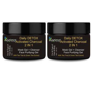 Kazima Daily DETOX Activated Charcoal 2 IN 1 Mask Gel + Cleanser Face Purifying Gel - Nourishment & Skin Refresh 1