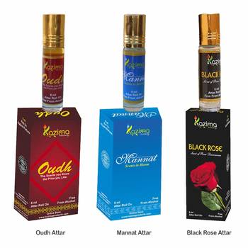 Kazima Sensual Exotic Attar Perfume For Unisex For Unisex Combo (3 Pcs Pack of 8ML Roll On) Free From Alcohol) 1