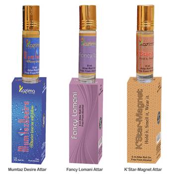 Kazima Magic Moment Fragrance Unisex Attar Perfume For Unisex Combo (3 Pcs Pack of 8ML Roll On) Free From Alcohol) 1