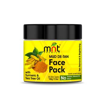 MNT Mud De-Tan Face Pack with Turmeric & Tea Tree Oil for All Skin Types Tan Removal| Skin Brightening, 100g 1