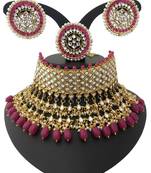 Ethnic Indian Bollywood Celebrity Ruby White Kundan Pearl 4 pc Choker Bridal Jewelry Set