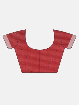 Pink woven linen saree with blouse 5