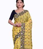 Yellow Woven Cotton Silk Saree With Blouse