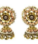 Ethnic Indian Bollywood Traditional Peech Pearl Kundan Jhumki Earrings Set