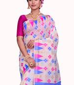 Cream Woven Cotton Silk Saree With Blouse