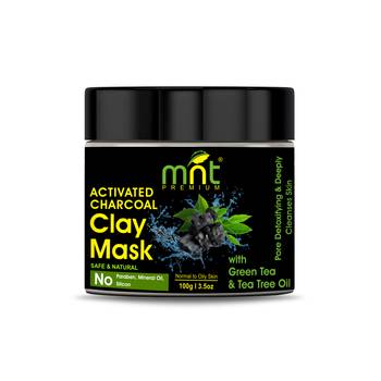 MNT Activated Charcoal Clay Mask with Green Tea & Tea Tree Oil for All Skin Types |Pore Detoxifying 1